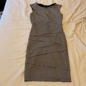 Black and white striped dress.